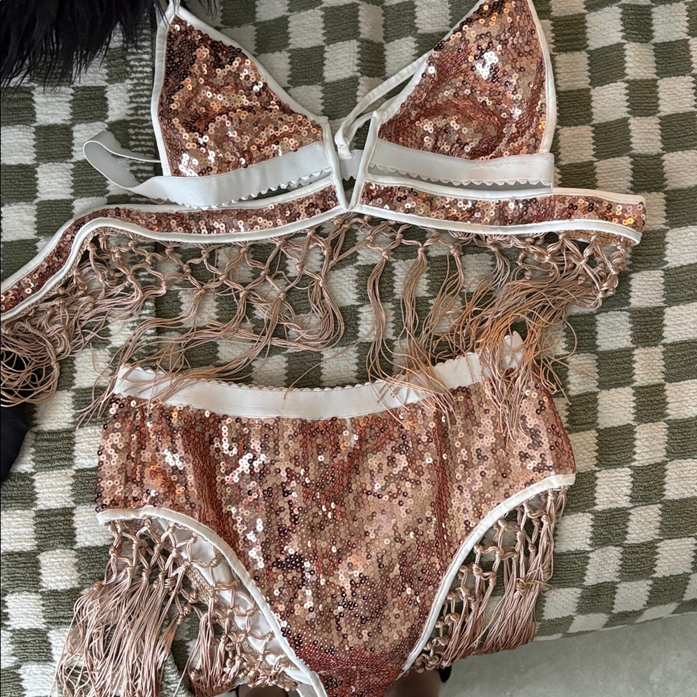 Sequin Fringe Bikini Set